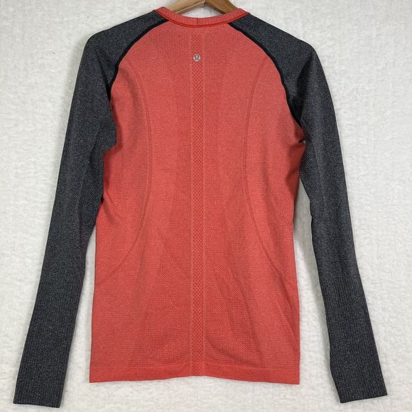 Lululemon Run Swiftly Tech Orange Gray Heather Long Sleeve Shirt Size 2, 4? - Picture 2 of 9